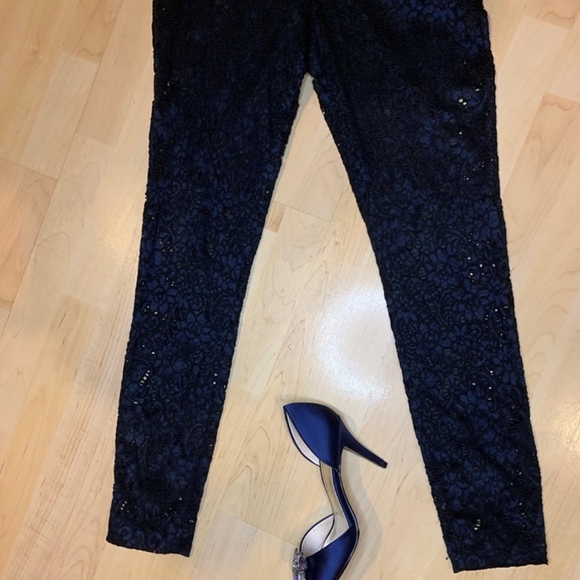 BEBE Black and Blue Strapless Lace Romper - Picture 2 of 6